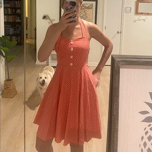 Pink polka dot halter dress (medium) Never worn-tag still on!